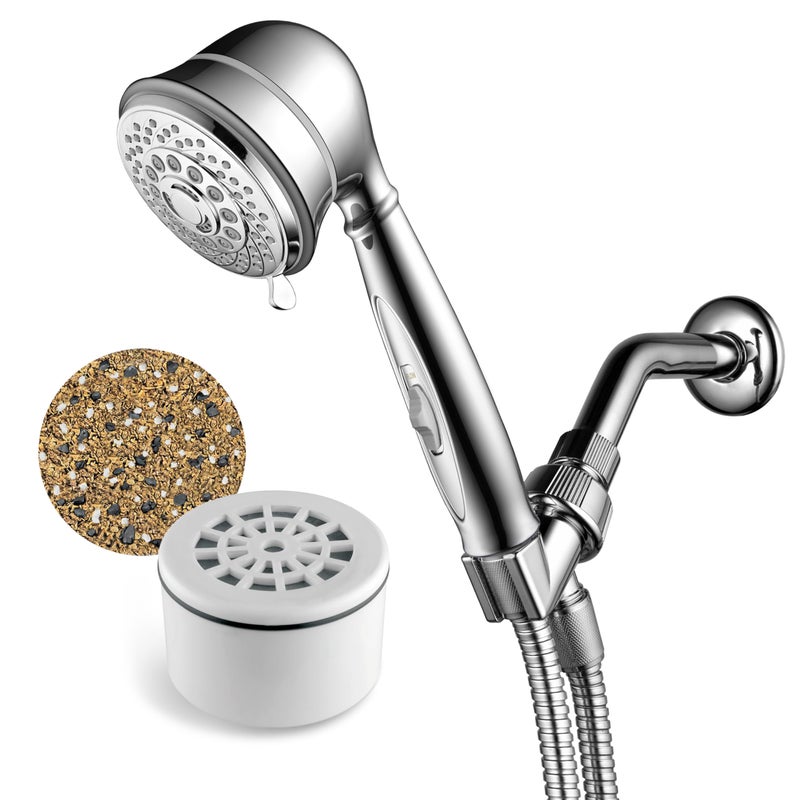 Hotel Spa AquaCare by Hotel Spa 7-Setting Filtered Handheld Shower Head with Patented ON/OFF Pause Switch and Enriched KDF Shower Filter Cartridge Inside 4 Inch - Image 1
